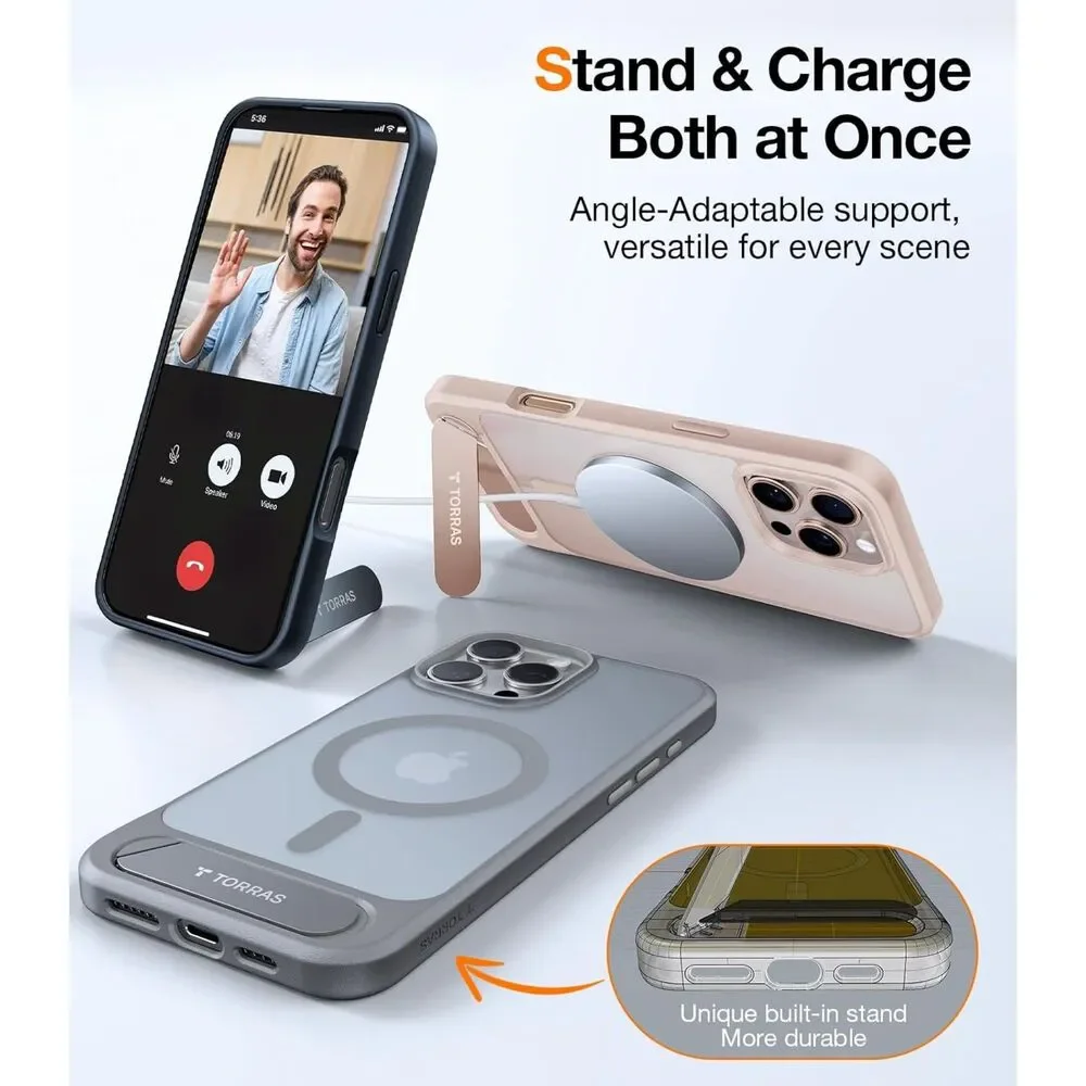 iPhone 16 Pro Max Case Translucent Natural Titanium Gold - MagSafe Kickstand